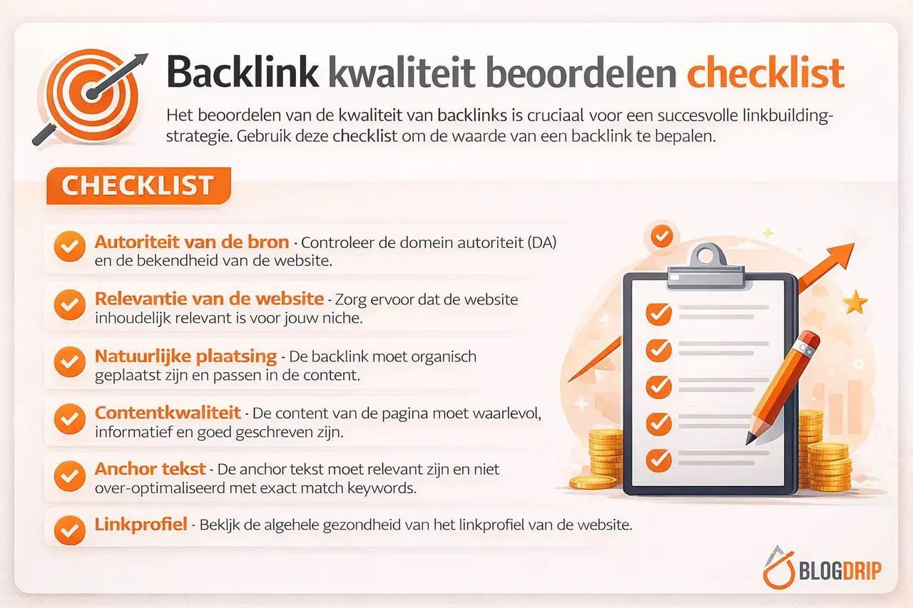 Backlink kwaliteit beoordelen checklist