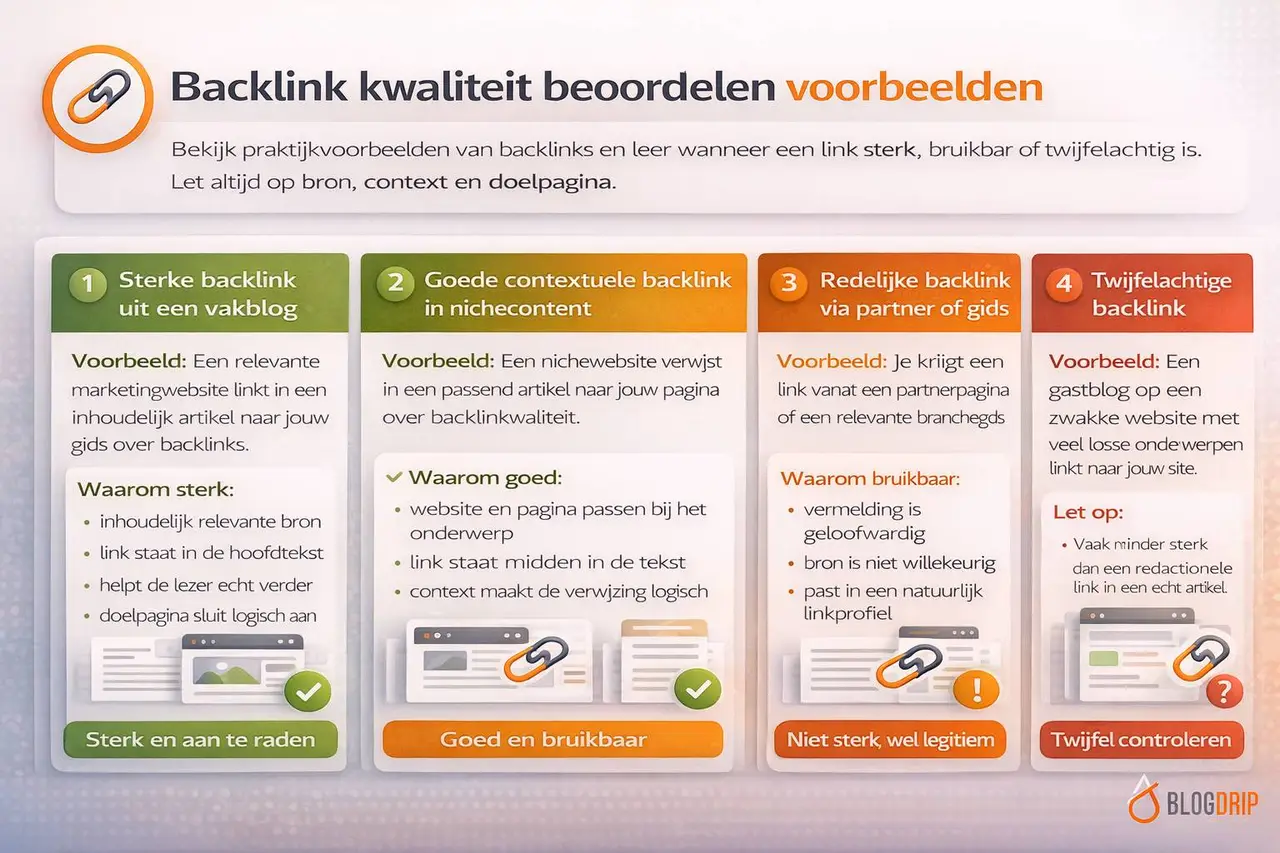 Backlink kwaliteit beoordelen voorbeelden