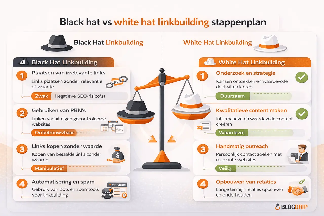 Black hat vs white hat linkbuilding stappenplan