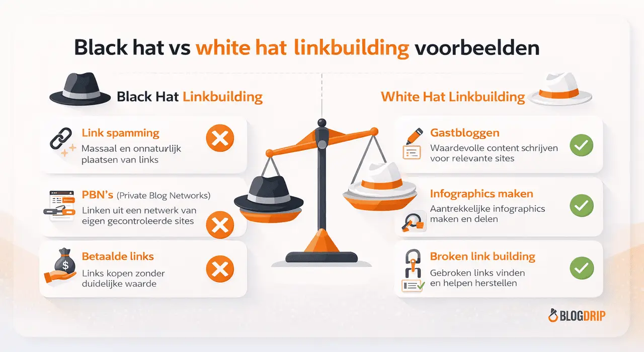 Black hat vs white hat linkbuilding voorbeelden