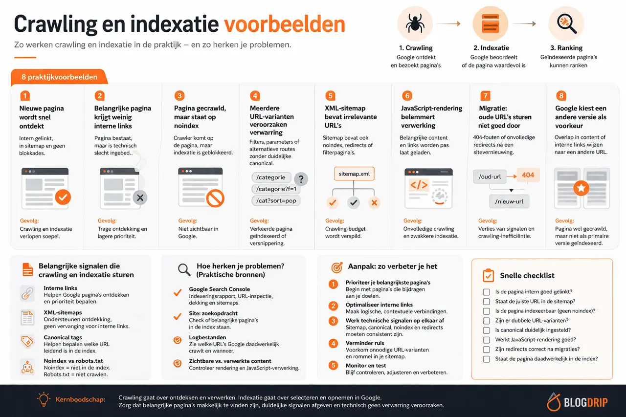 Crawling en indexatie voorbeelden