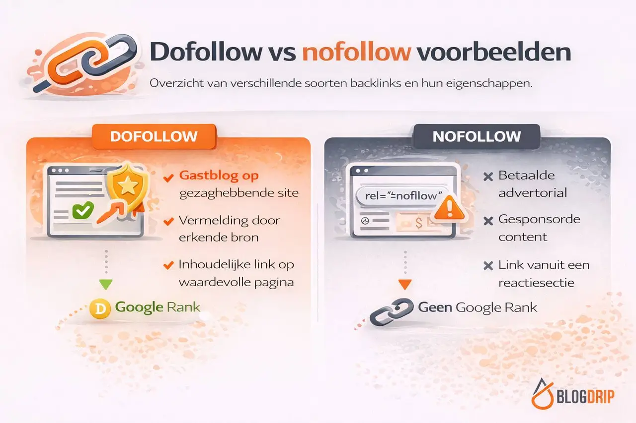 Dofollow vs nofollow voorbeelden