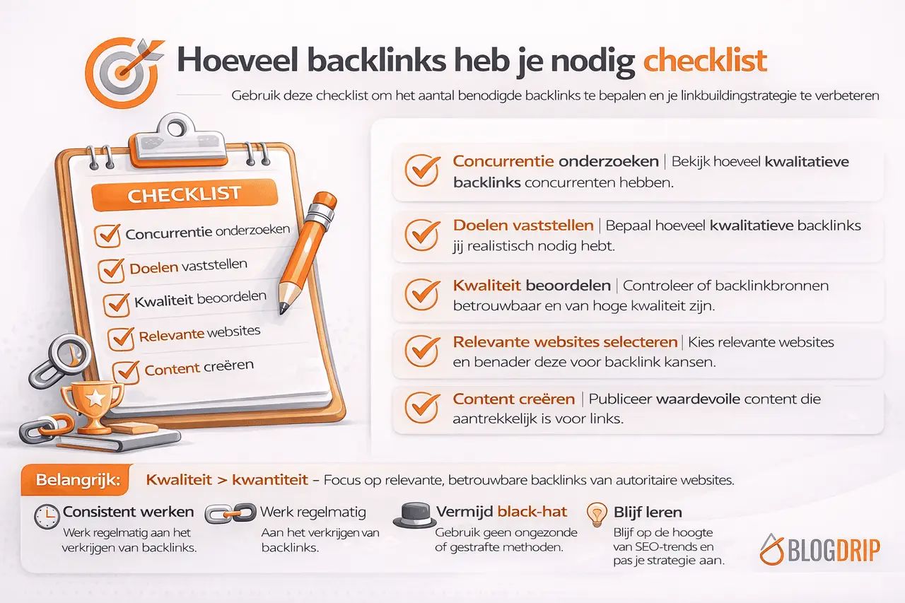 Hoeveel backlinks heb je nodig checklist