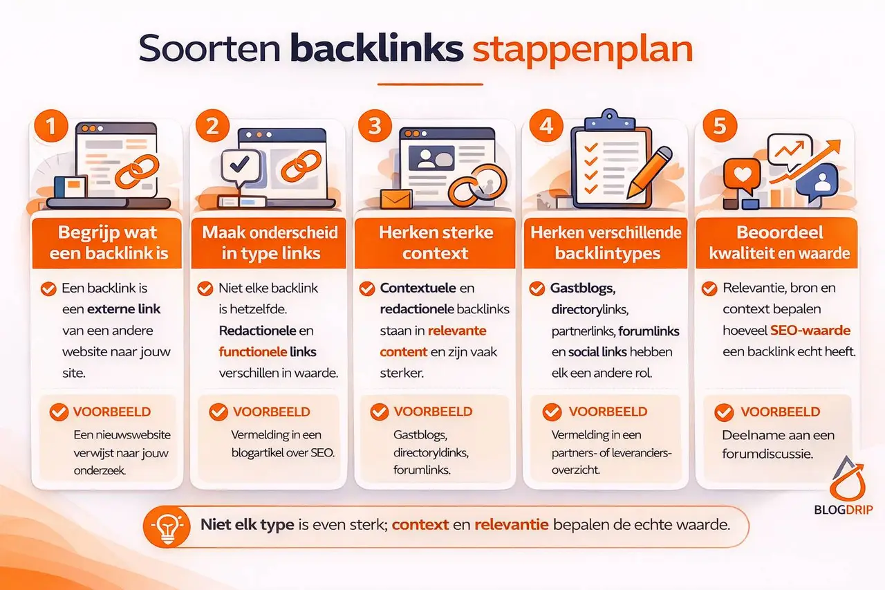 Soorten backlinks stappenplan