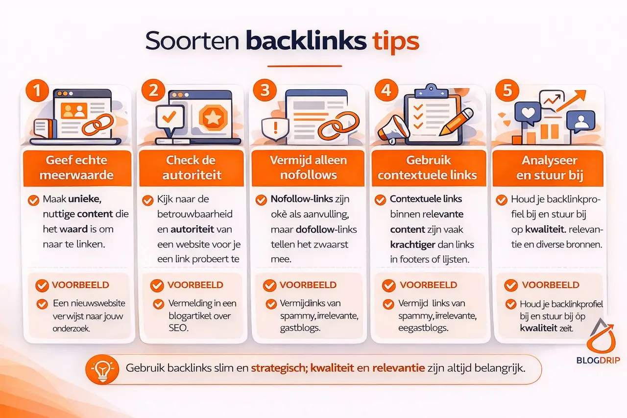 Soorten backlinks tips