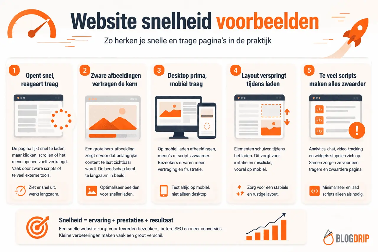 Website snelheid voorbeelden