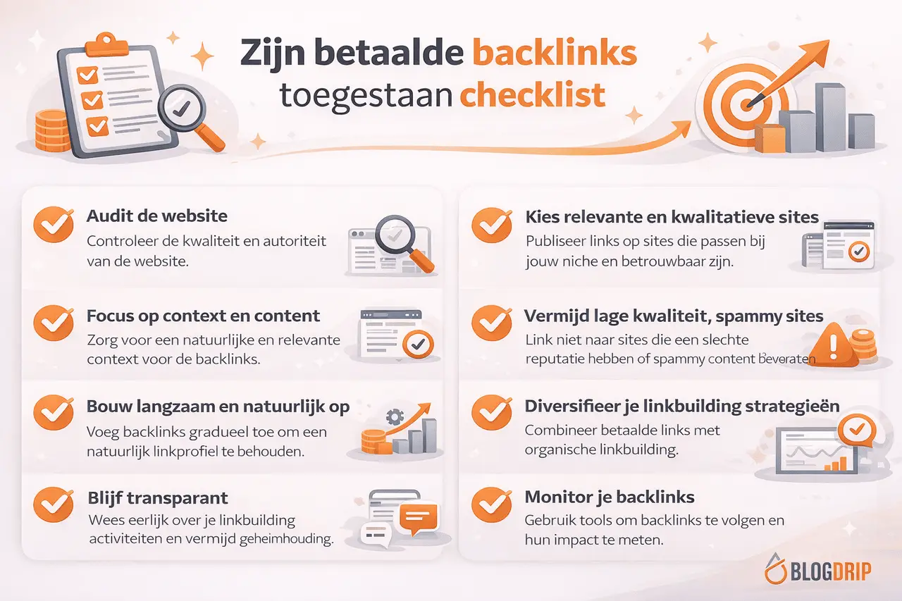 Zijn betaalde backlinks toegestaan checklist